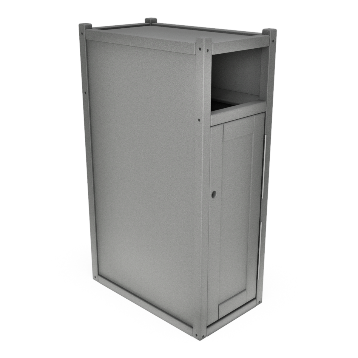 Narrow Trash Receptacle, Small Door Access