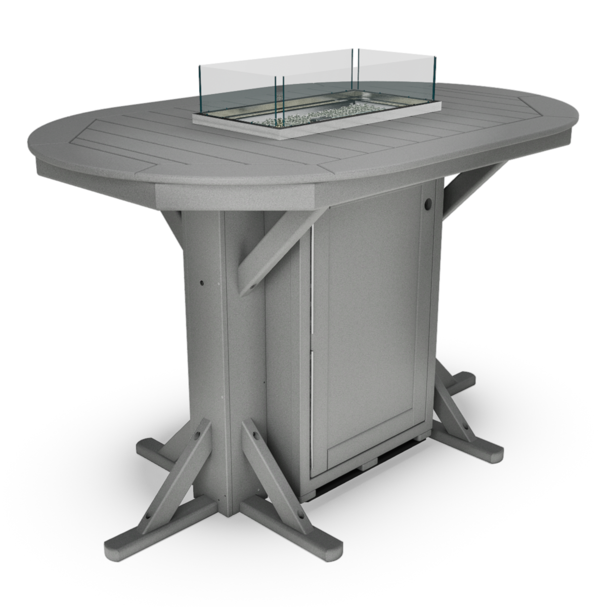 44" x 66" Oval Framed Bar-Height Fire Table